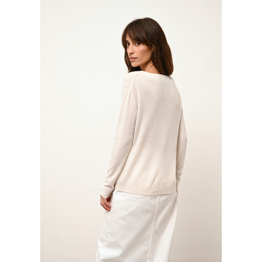 Pull Col Bateau Fiona - 100% Cachemire 2 Fils - Ivoire - Femme