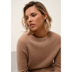 Pull Col Rond Jane - 100% Cachemire 2 Fils - Camel Chiné - Femme