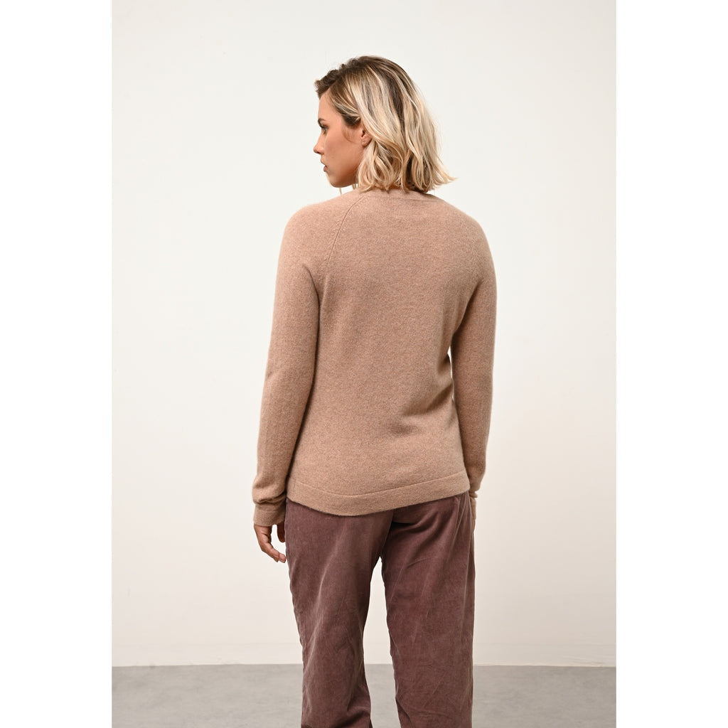 Pull Col Rond Jane - 100% Cachemire 2 Fils - Camel Chiné - Femme