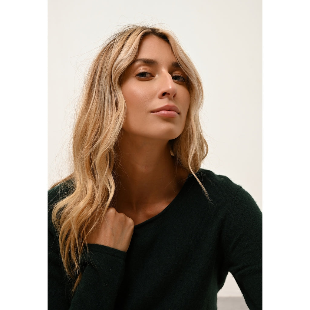 Pull Col Rond Vivian - 100% Cachemire 2 Fils - Cyprès - Femme
