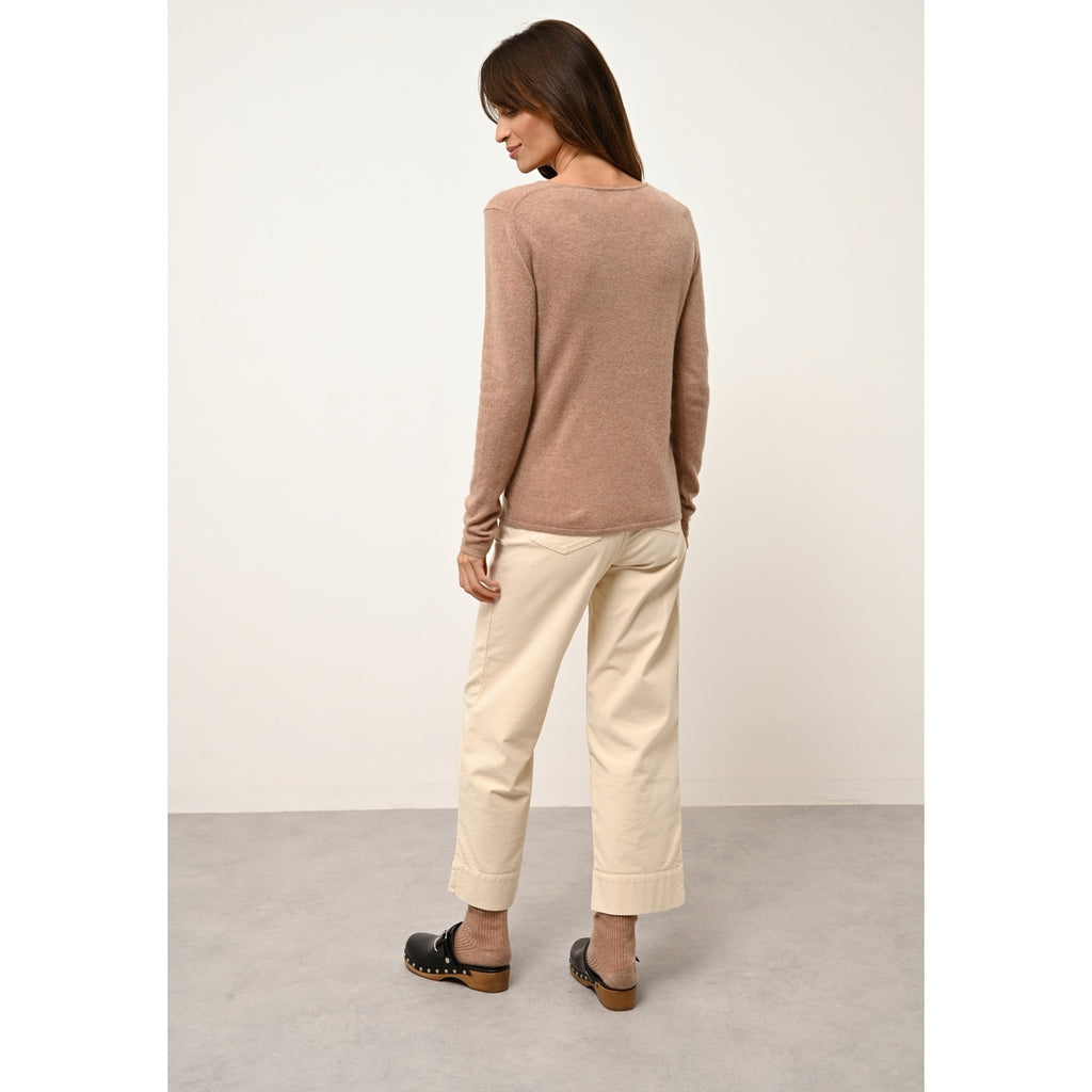 Pull Col Rond Vivian - 100% Cachemire 2 Fils - Camel Chiné - Femme
