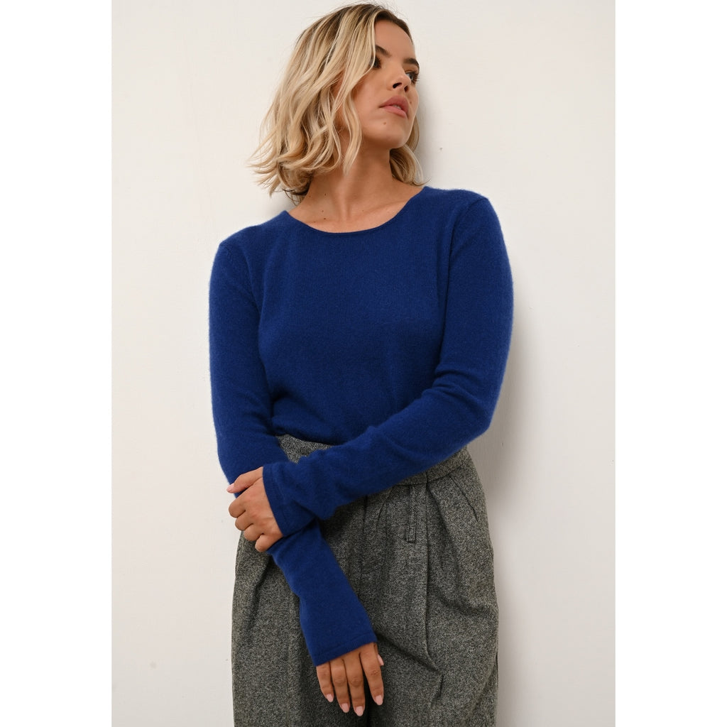 Just Cashmere - Pull Col Rond Vivian Outremer - 100% Cachemire - 2 Fils - Jersey - Femme