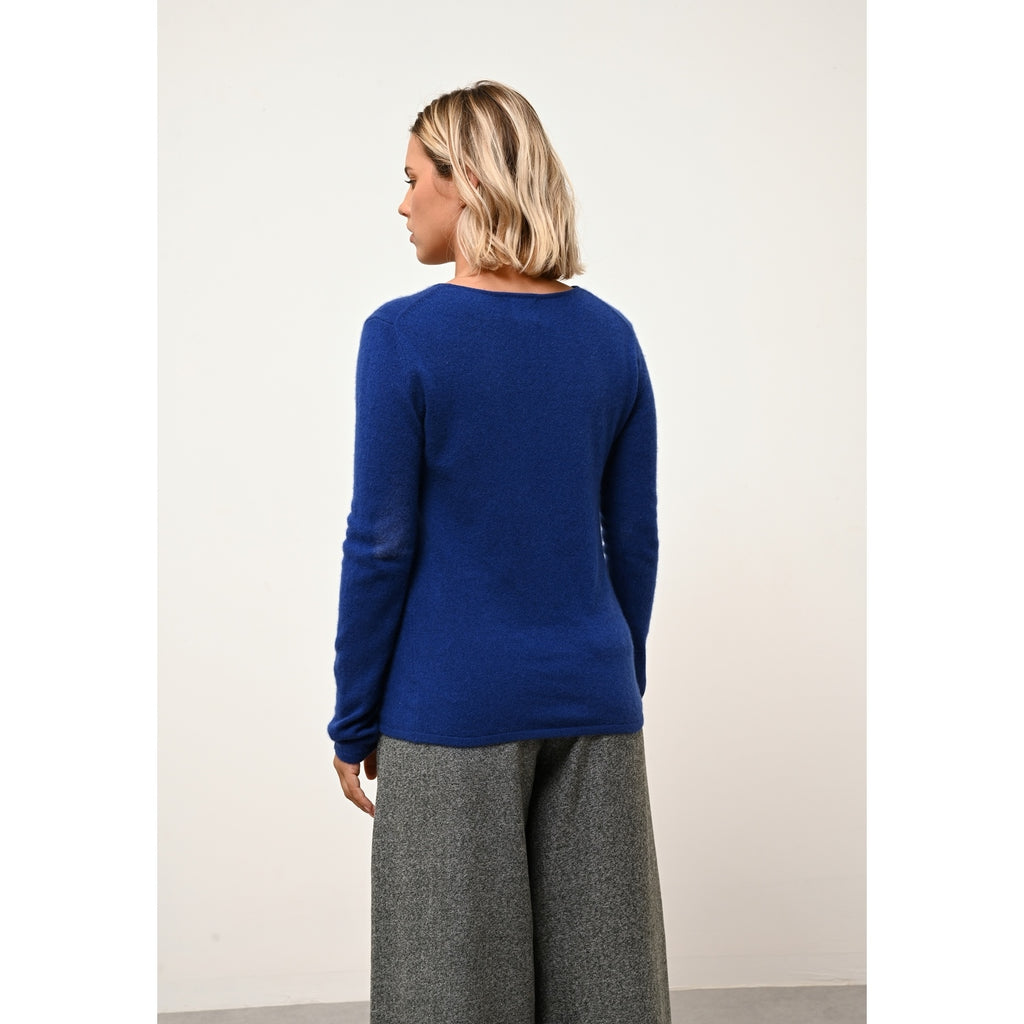 Just Cashmere - Pull Col Rond Vivian Outremer - 100% Cachemire - 2 Fils - Jersey - Femme