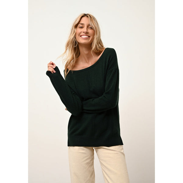 Just Cashmere - Pull Col Rond Karen Cyprès - 100% Cachemire - 2 Fils - Jersey - Femme