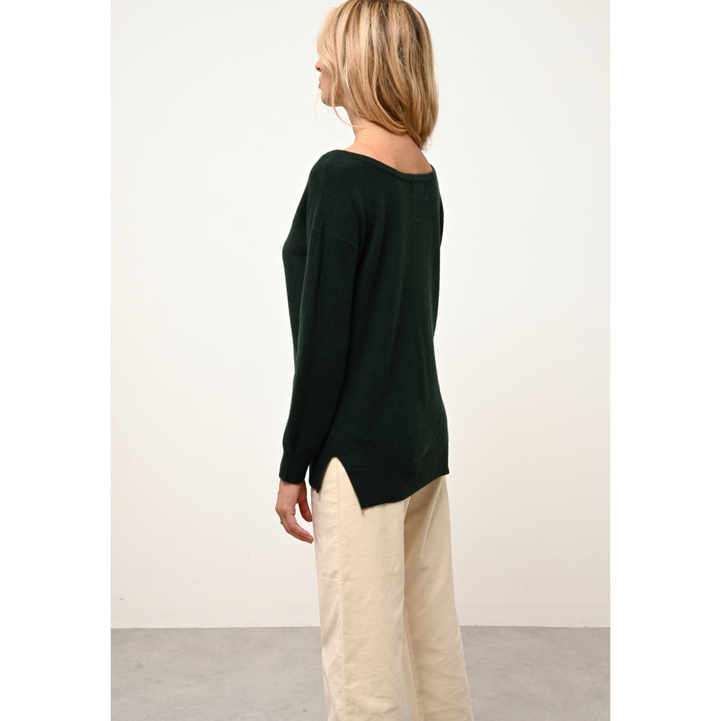 Just Cashmere - Pull Col Rond Karen Cyprès - 100% Cachemire - 2 Fils - Jersey - Femme