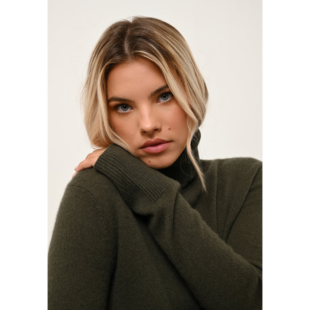 Pull Col Roulé Lexie - 100% Cachemire 2 Fils - Kaki - Femme