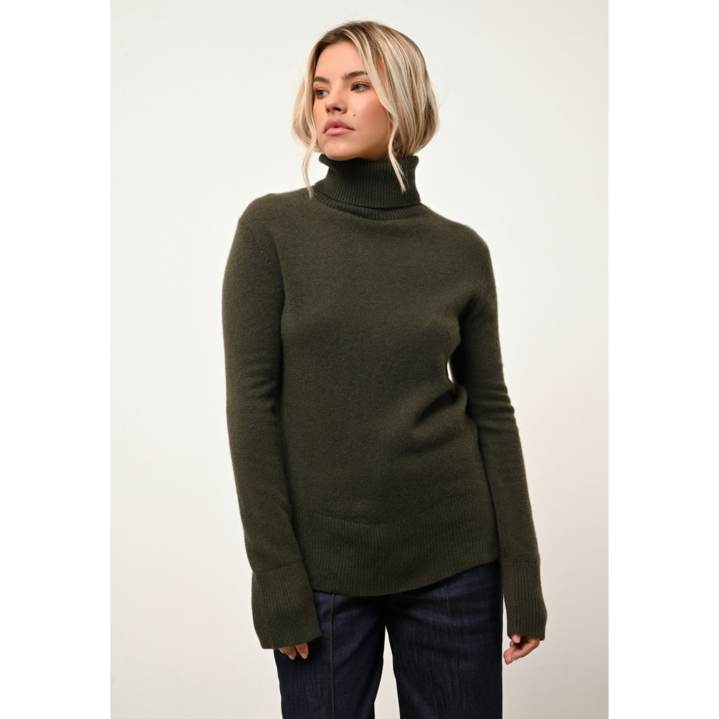 Pull Col Roulé Lexie - 100% Cachemire 2 Fils - Kaki - Femme