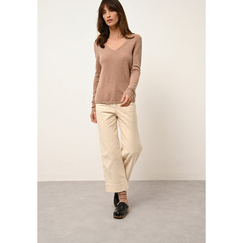 Pull Col V Joan - 100% Cachemire 2 Fils - Camel Chiné - Femme