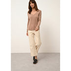 Pull Col V Joan - 100% Cachemire 2 Fils - Camel Chiné - Femme