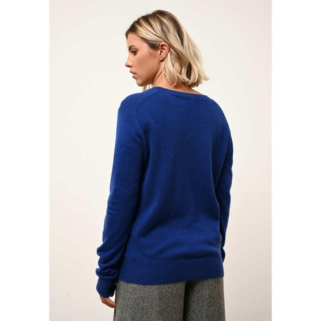 Pull Col V Nora - 100% Cachemire 2 Fils - Outremer - Femme