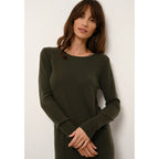 Robe Col Rond Susan - 100% Cachemire 2 Fils - Kaki - Femme
