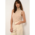 Pull Col Roulé Sans Manches Violet - 100% Cachemire 2 Fils - Sable - Femme