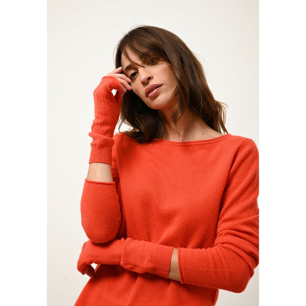 Mitaines Zoe Orange, 100% Cachemire, 2 Fils, Jersey - Mixte