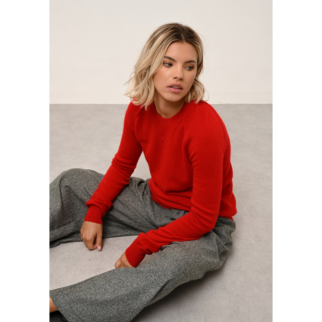 Pull Col Rond Helen Rouge - 100% Cachemire - 2 Fils - Jersey - Femme