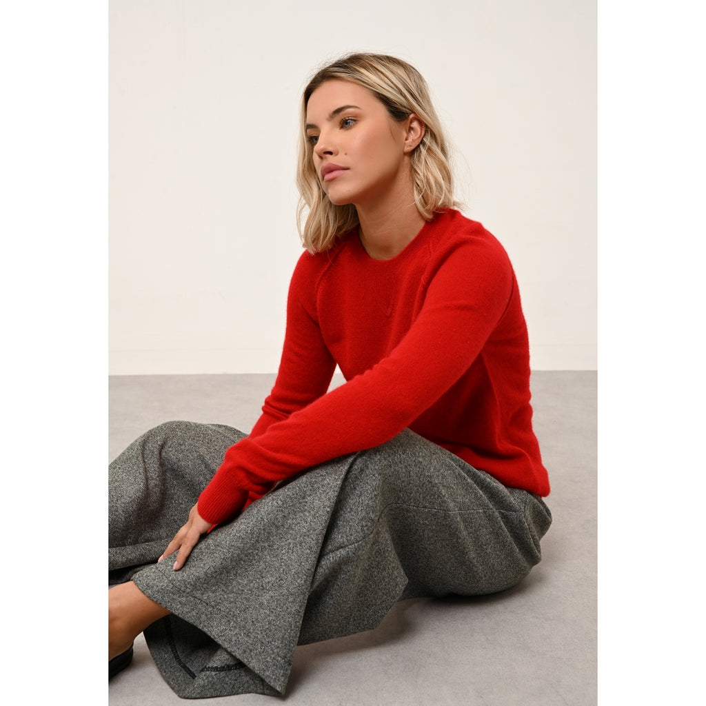 Pull Col Rond Helen Rouge - 100% Cachemire - 2 Fils - Jersey - Femme