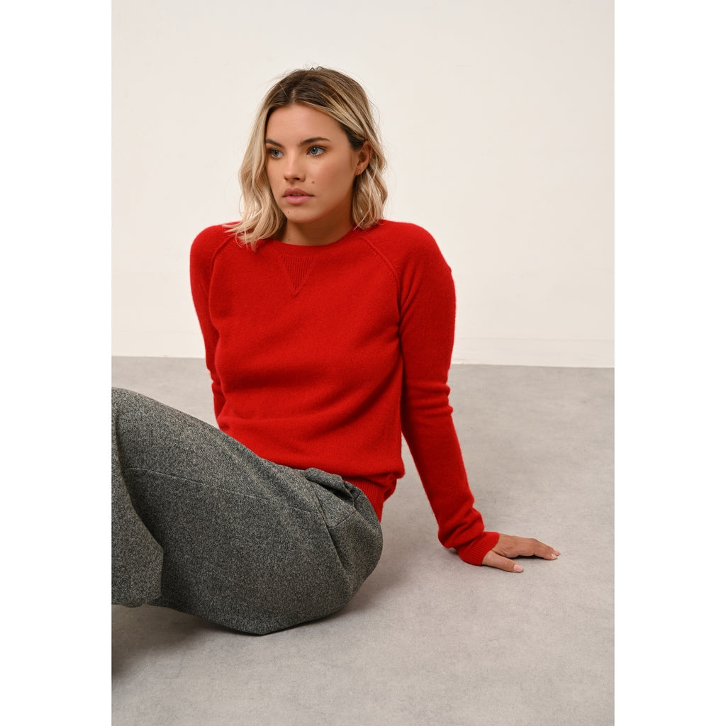 Pull Col Rond Helen Rouge - 100% Cachemire - 2 Fils - Jersey - Femme