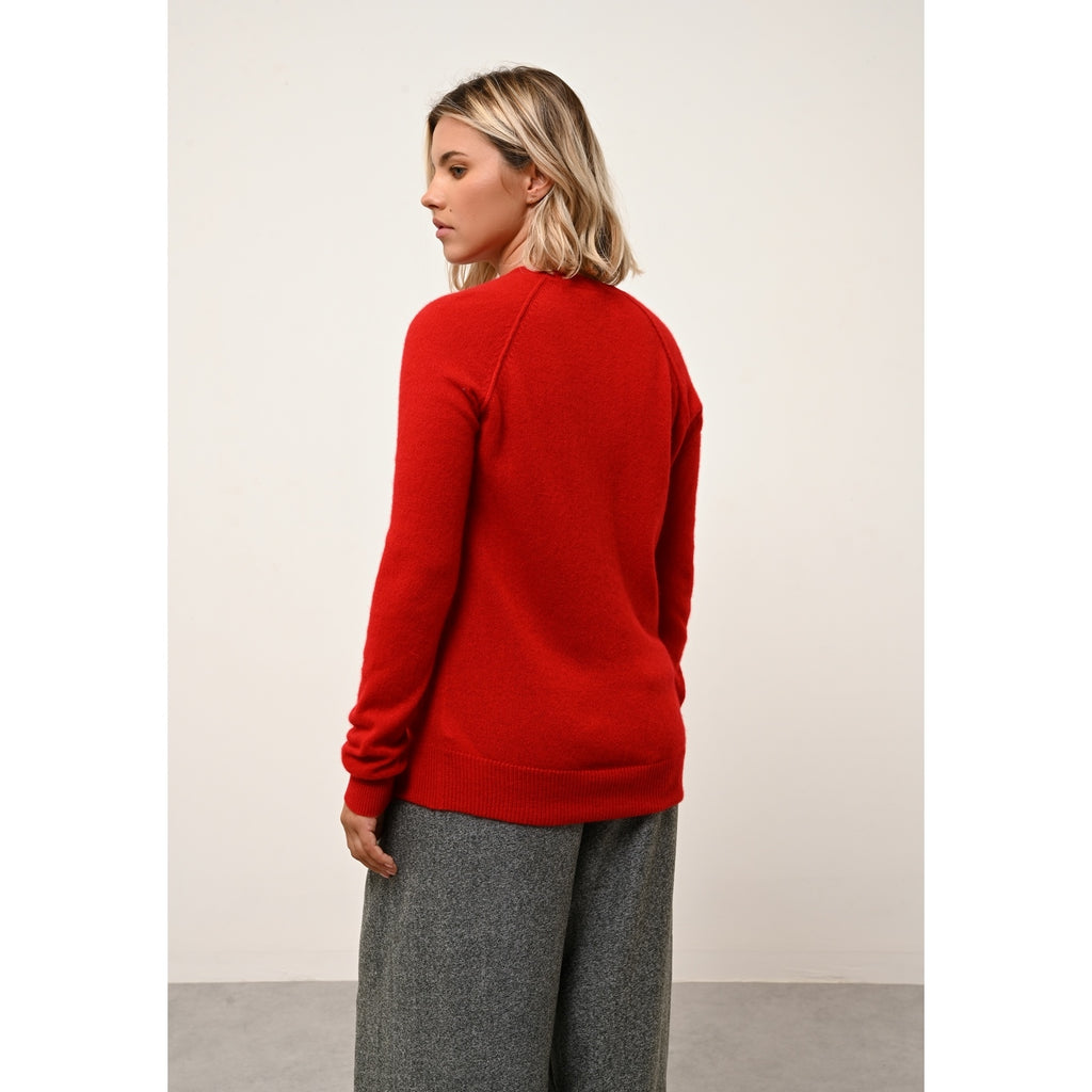 Pull Col Rond Helen Rouge - 100% Cachemire - 2 Fils - Jersey - Femme