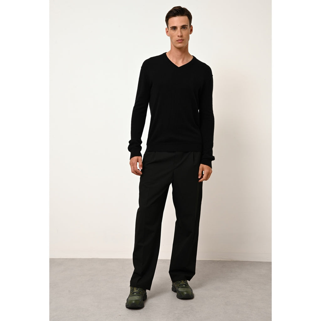 Pull Col V  Tom - 100% Cachemire 2 Fils - Noir - Homme
