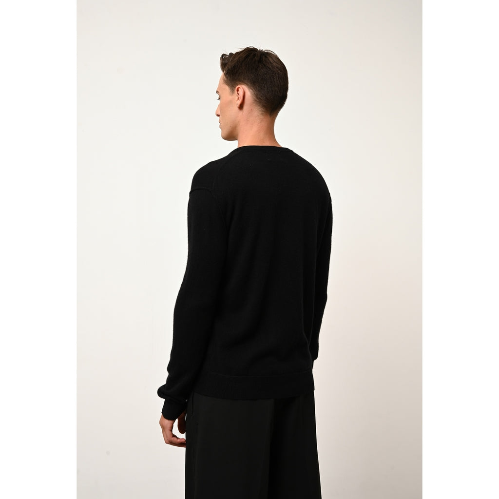 Pull Col V  Tom - 100% Cachemire 2 Fils - Noir - Homme