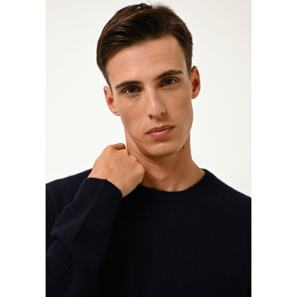 Pull Col Rond Noe - 100% Cachemire 2 Fils - Navy - Homme