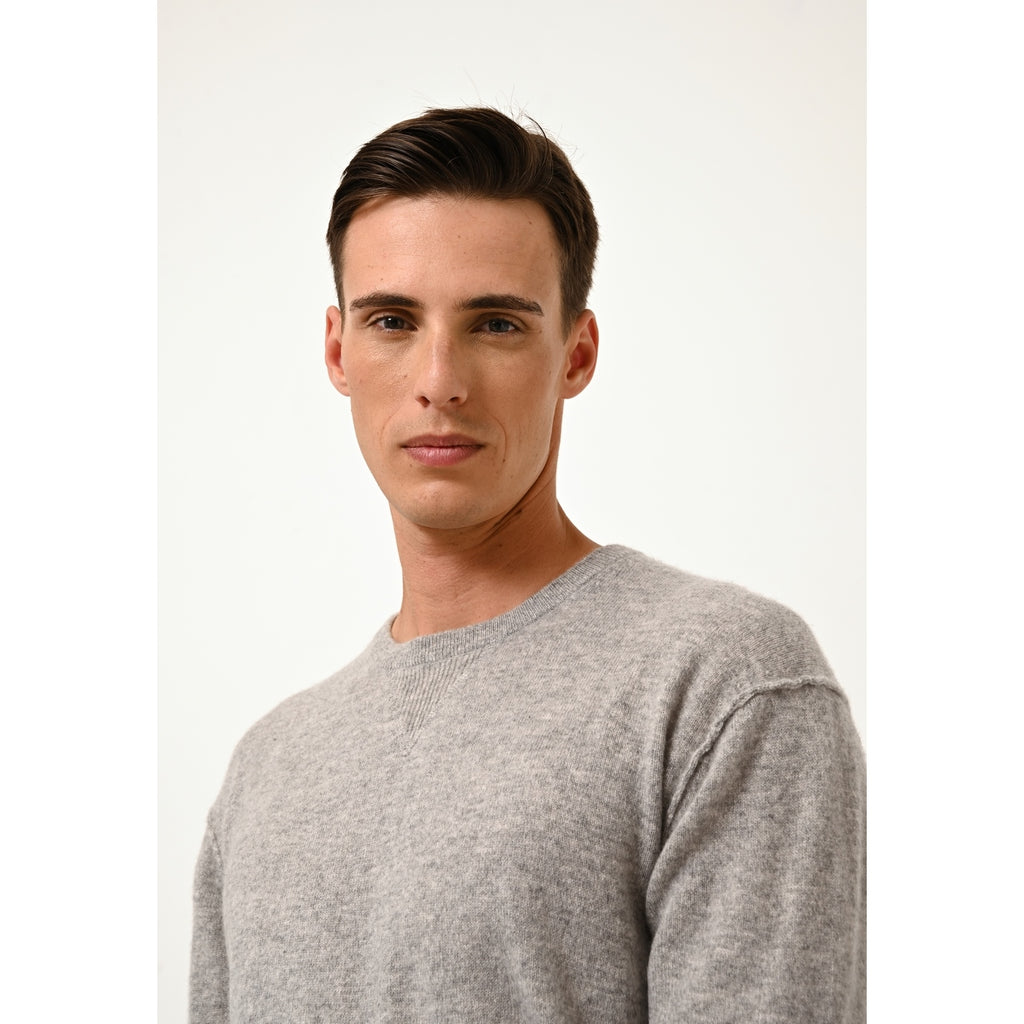 Pull Col Rond Noe - 100% Cachemire 2 Fils - Nuage Chiné - Homme