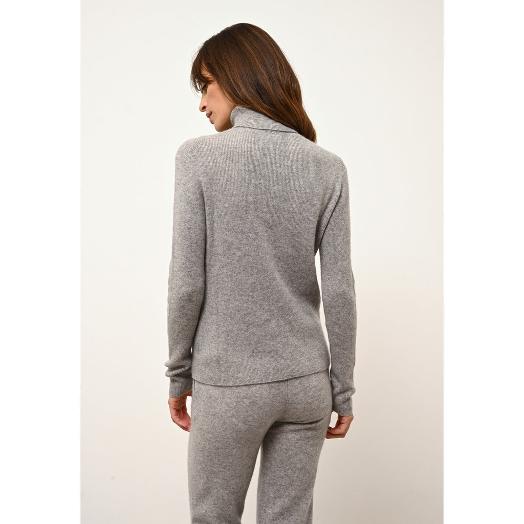 Pull Col Roulé Lanais - 100% Cachemire 2 Fils - Nuage Chiné - Femme