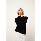 Pull Col Roulé Lanais - 100% Cachemire 2 Fils - Noir - Femme