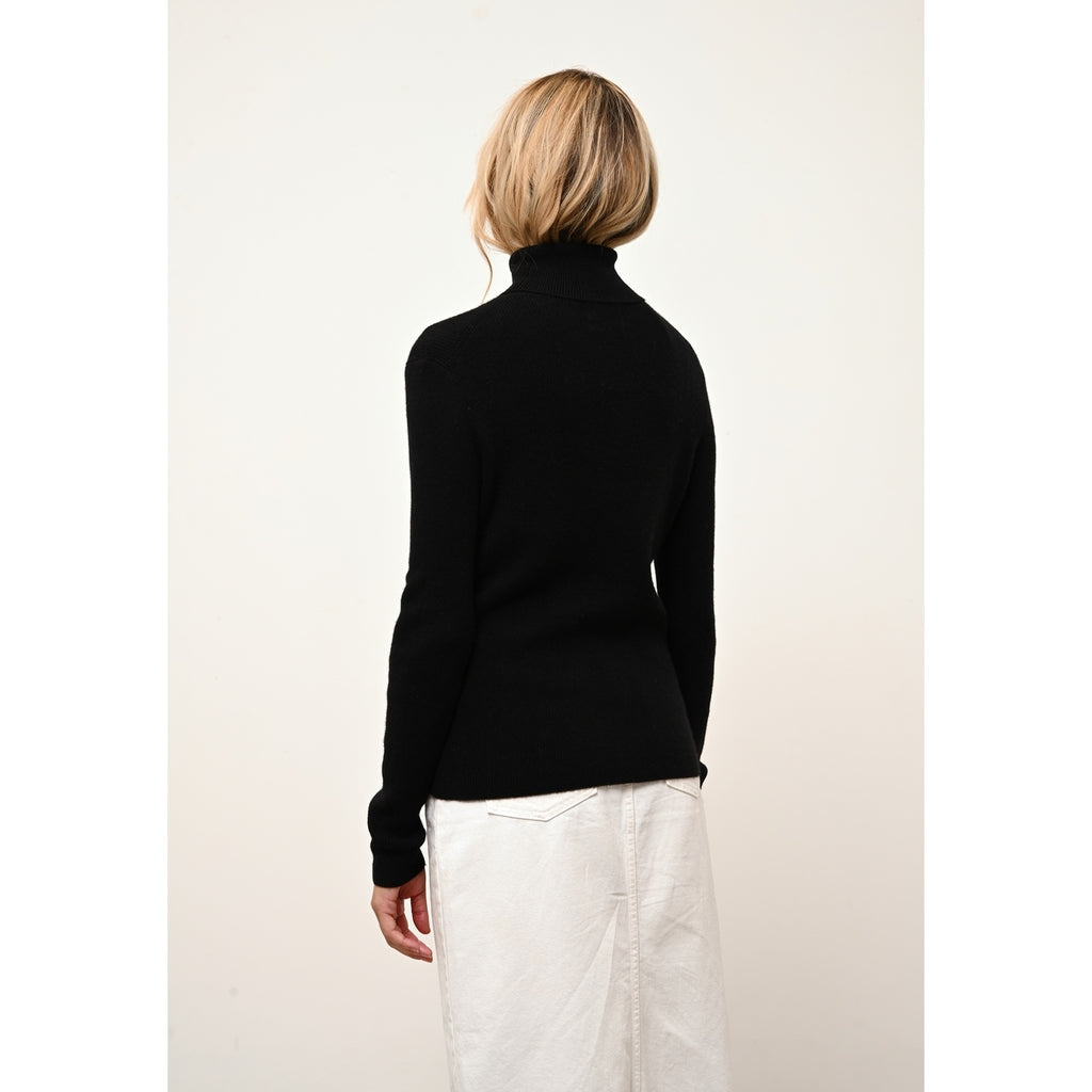 Pull Col Roulé Lanais - 100% Cachemire 2 Fils - Noir - Femme