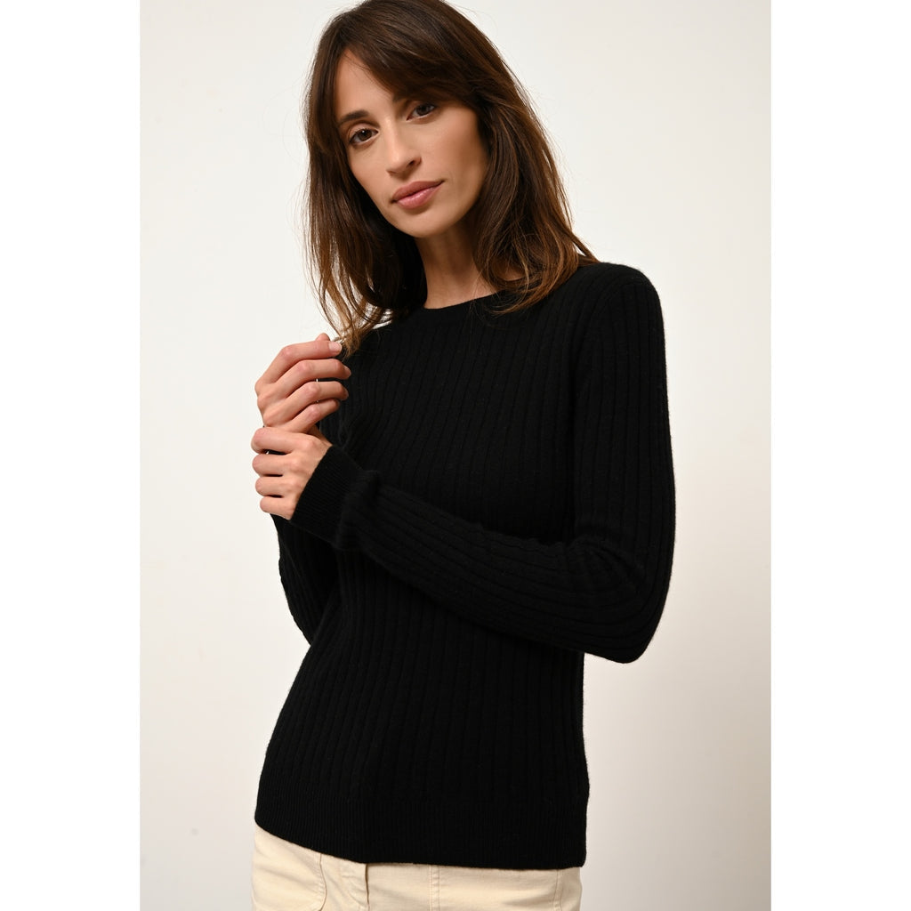 Pull Col Rond Avana - 100% Cachemire 2 Fils - Noir - Femme