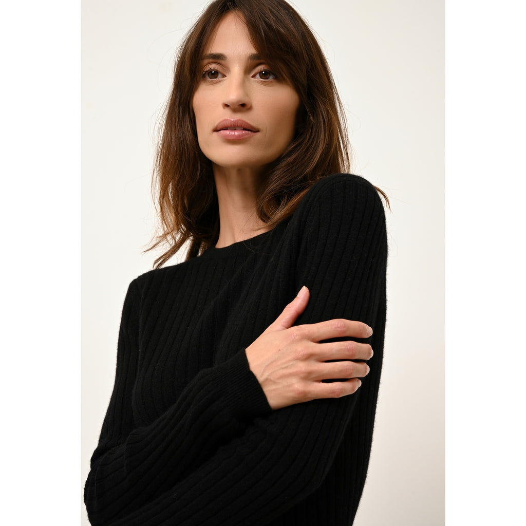 Pull Col Rond Avana - 100% Cachemire 2 Fils - Noir - Femme