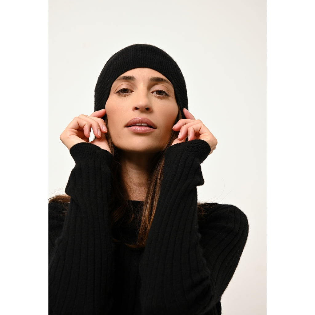 Pull Col Rond Avana - 100% Cachemire 2 Fils - Noir - Femme