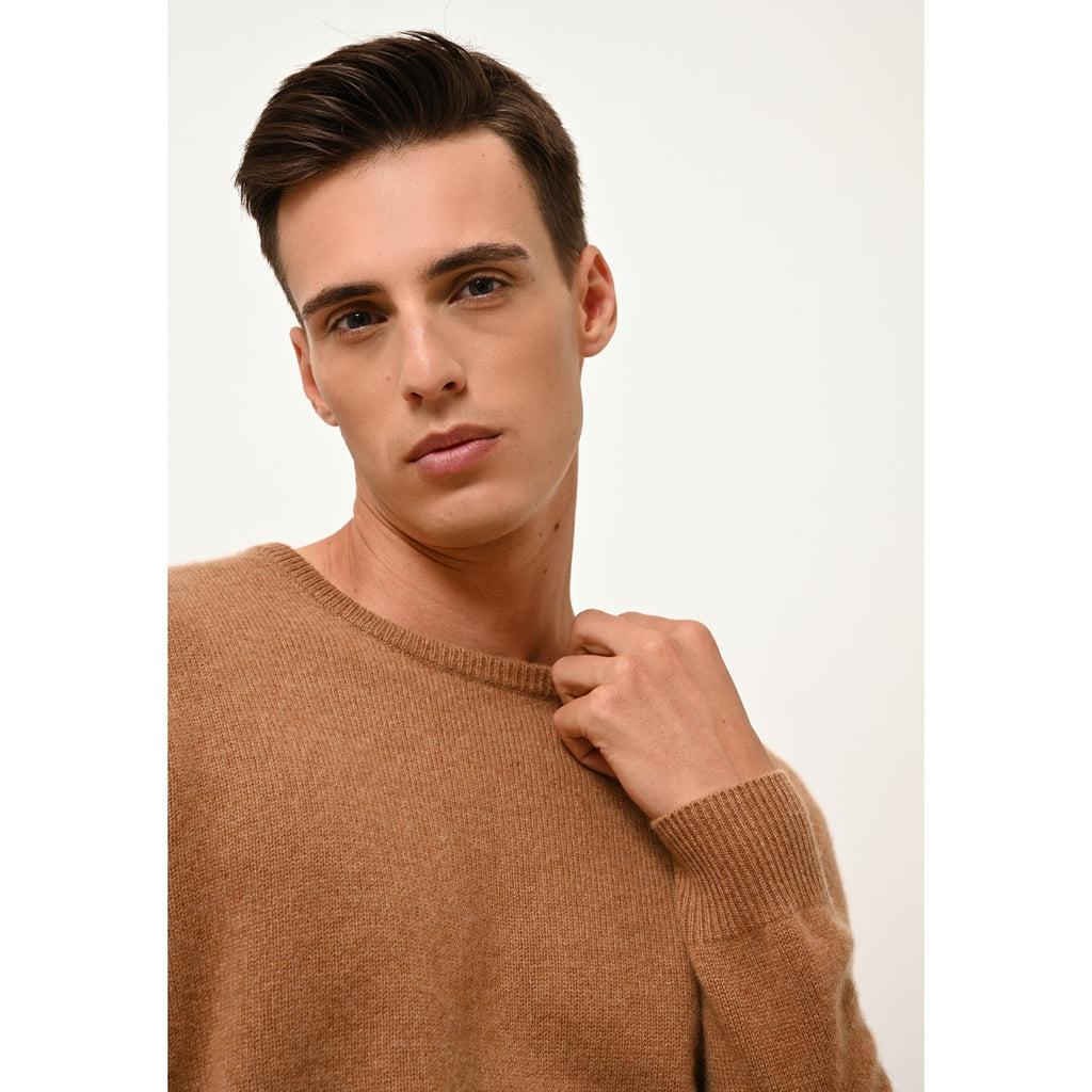 Pull Col Rond 4 Fils Gabin - 100% Cachemire 4 Fils - Noisette - Homme