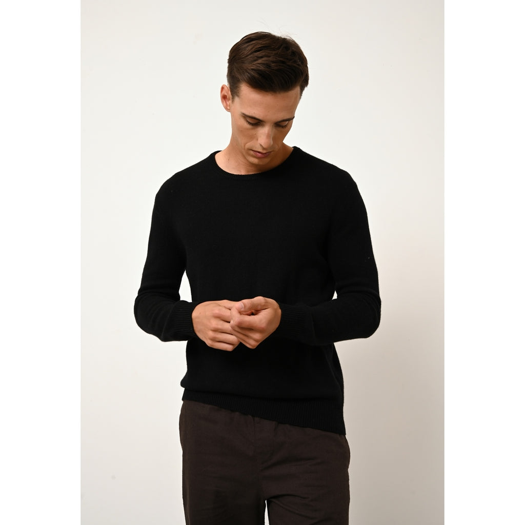 Pull Col Rond 4 Fils Gabin - 100% Cachemire 4 Fils - Noir - Homme