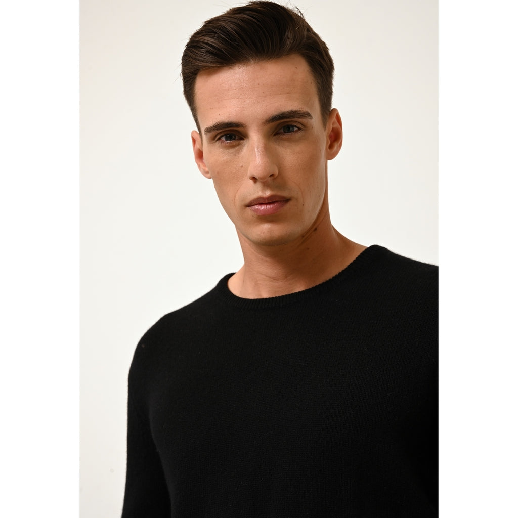 Pull Col Rond 4 Fils Gabin - 100% Cachemire 4 Fils - Noir - Homme
