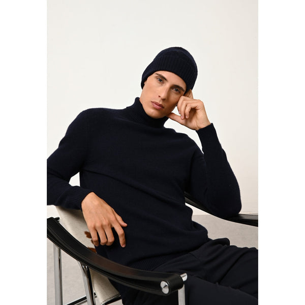 Pull Col Roulé 4 Fils Sacha - 100% Cachemire 4 Fils - Navy - Homme