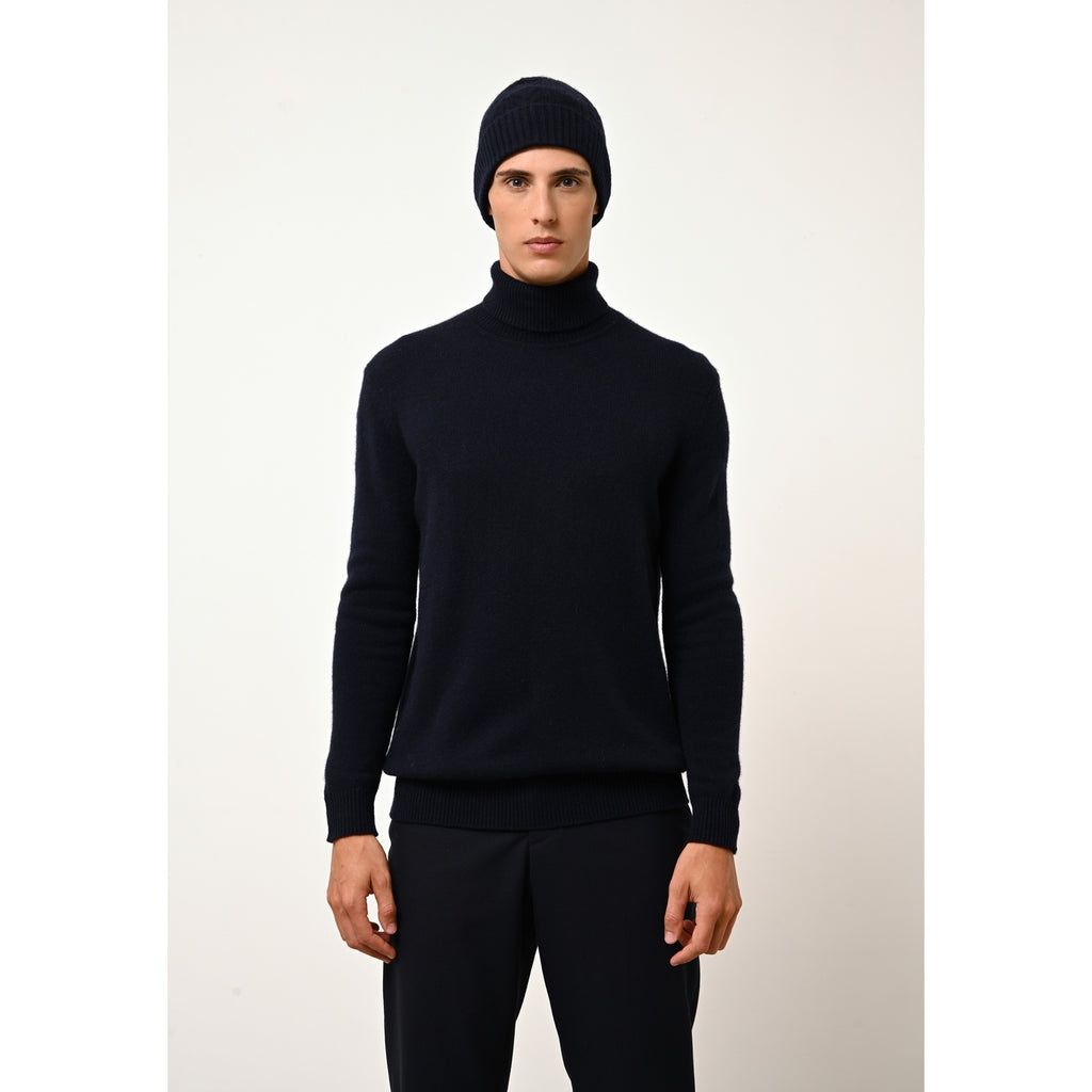 Pull Col Roulé 4 Fils Sacha - 100% Cachemire 4 Fils - Navy - Homme