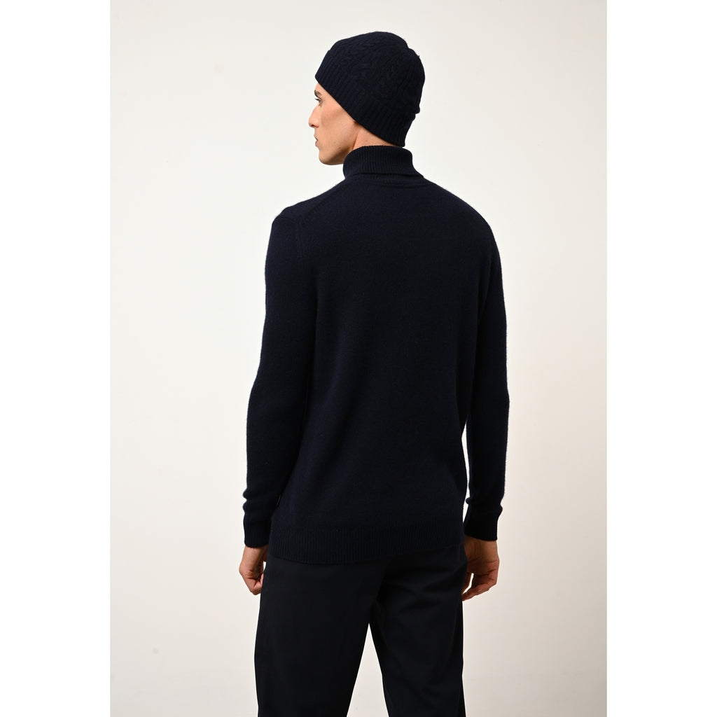 Pull Col Roulé 4 Fils Sacha - 100% Cachemire 4 Fils - Navy - Homme