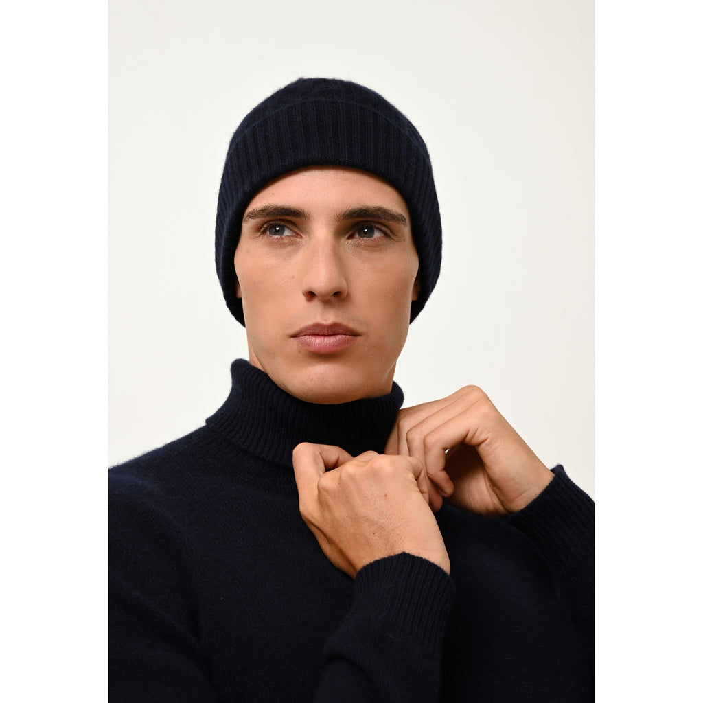 Pull Col Roulé 4 Fils Sacha - 100% Cachemire 4 Fils - Navy - Homme