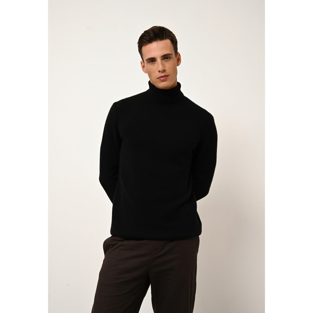 Pull Col Roulé 4 Fils Sacha - 100% Cachemire 4 Fils - Noir - Homme