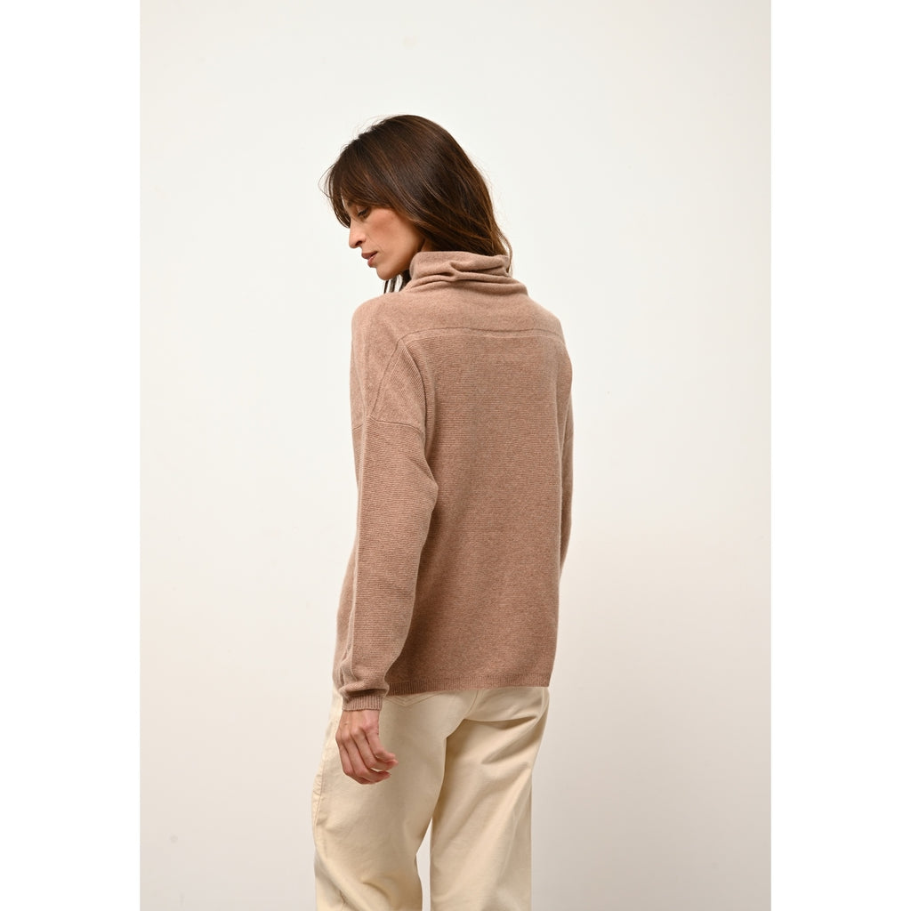 Pull Col Roulé Blantyre - 100% Cachemire 2 Fils - Camel Chiné - Femme