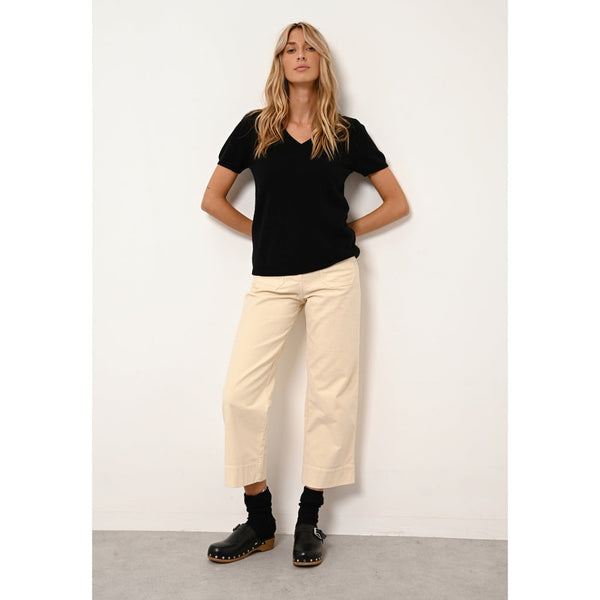 T-Shirt Col V Glamis Noir - 100% Cachemire - 2 Fils - Jersey - Femme