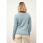 Just Cashmere - Pull Col Bateau Grace Aqua Chiné, 100% Cachemire, 2 Fils, Jersey - Femme