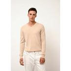 Pull Col V  Walt - 100% Cachemire 2 Fils - Sable - Homme
