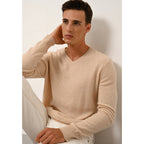 Pull Col V  Walt - 100% Cachemire 2 Fils - Sable - Homme