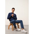 Pull Col Rond Howard - 100% Cachemire 2 Fils - Ocean Chiné - Homme