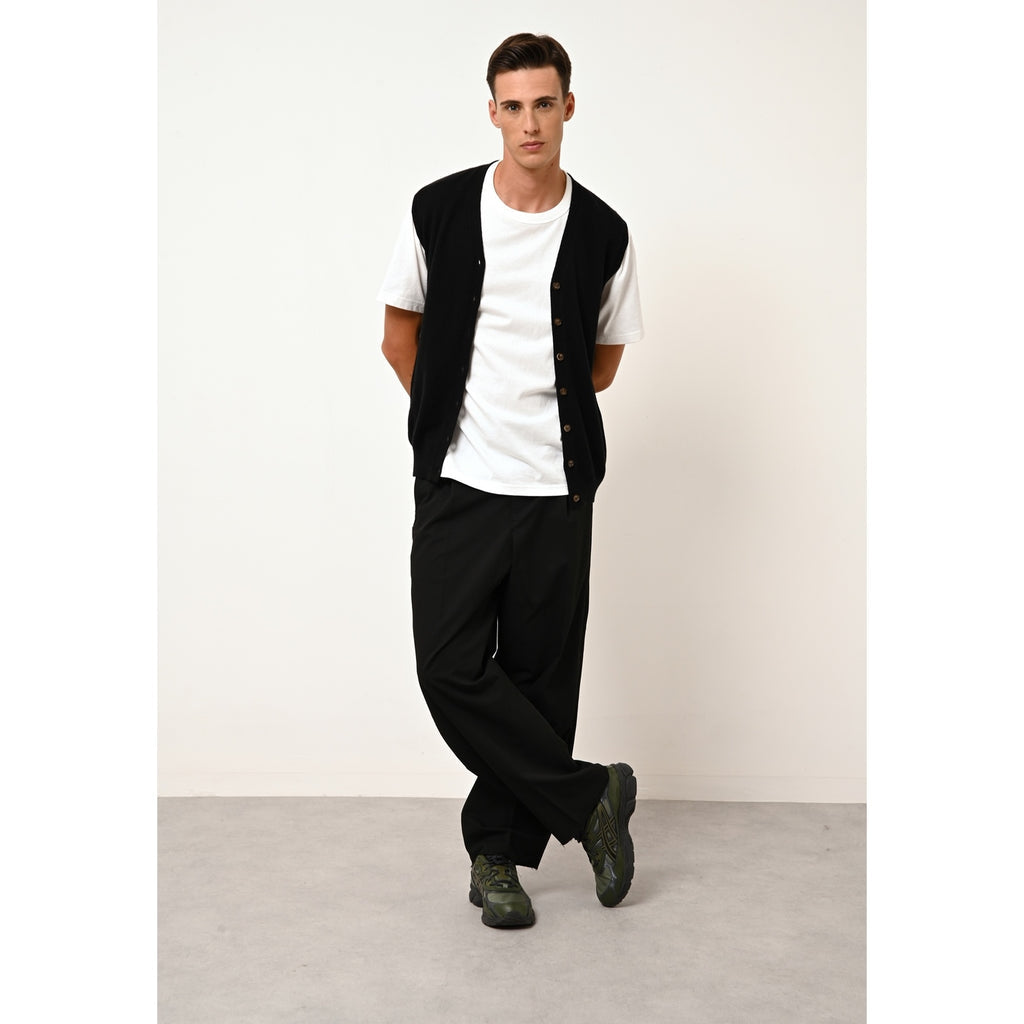 Cardigan Col V Sans Manches Lana - 100% Cachemire 2 Fils - Noir - Homme