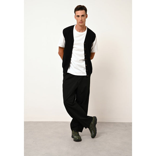 Cardigan Col V Sans Manches Lana - 100% Cachemire 2 Fils - Noir - Homme