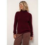 Pull Col Roulé Lanais Bordeaux - 100% Cachemire - 2 Fils - Cotes Traditionelles - Femme