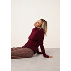 Pull Col Roulé Lanais Bordeaux - 100% Cachemire - 2 Fils - Cotes Traditionelles - Femme