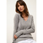 Just Cashmere - Pull Col V Abby Nuage Chiné, 100% Cachemire, 4 Fils, Jersey - Femme
